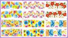 6 упак./лот переводка NAIL ART наклейки для ногтей на всю страницу цветок YB319-324 2024 - купить недорого