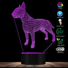 Bull terrier forma do cão projetado lâmpada de mesa 3d ilusão óptica lâmpada animal cachorro animal estimação quarto do miúdo luz da noite criativo candeeiro de mesa 2024 - compre barato