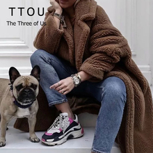 TTOU new teddy coat faux fur long coat women lamb fur coat thick warm fluffy overcoat outwear streetwear 2024 - buy cheap