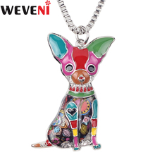 WEVENI-Collar con cadena de ChihuahuasDog para mujer y niña, colgante de aleación de esmalte, joyería de Animal para mujer, amantes de las mascotas, envío directo 2024 - compra barato