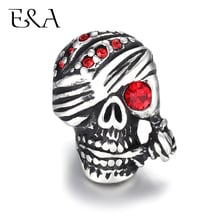 Stainless Steel Beads Skull Large Hole 6mm Slide Charm Pendant DIY Men Bracelet Making Supplies Handmade Stone Jewelry Findings 2024 - buy cheap