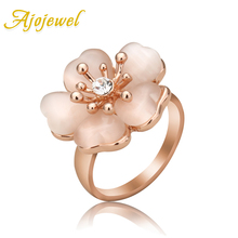 Ajojewel Beautiful Women Accessories Sweet Gold-color Beige Opal Flower Ring Size 7/8/9 Ladies Jewelry 2023 - купить недорого
