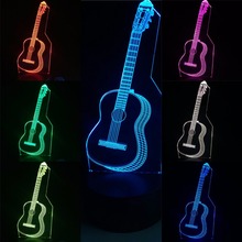 Gaopin música moda guitarra em forma 3d lamplight led usb mood night light multicolorido toque ou luminaria mudança remoto lâmpada de mesa 2024 - compre barato
