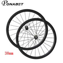 Полностью Углеродные велосипедные дорожные колеса 700C, гоночные технические колеса, 23 мм, 25 мм, Ширина 38 мм, клинчерная трубчатая велосипедная колесная пара 2024 - купить недорого