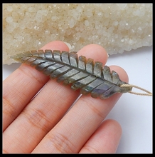 Sale 1Pcs Natural Stone Labradorite Carved Leaves Gemstone Geometric Long Pendant Accessories 2024 - buy cheap