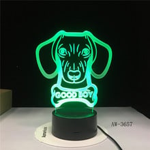 3D-3657 хороший мальчик собака с костями модель ночник Novlety красочные светодиодные 3D лампы сенсорная кнопка USB лампа 2024 - купить недорого