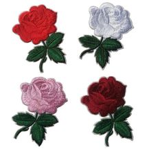 Remendo floral retrô com rosas vermelhas profundas, boho, amor, hippie, aplique de ferro em tecido, flor, decalque para crianças, 1 peça 2024 - compre barato