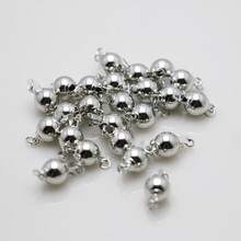 5PCS Fittings Accessory Round Beads Clasp Button Silver-plate For Bracelet Necklace Machining Metal Parts Jewelry Making Design 2024 - buy cheap