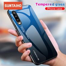 Чехол Suntaiho для телефона с градиентом для Huawei P30 P20 Pro Mate 20 Lite 10, цветной чехол из закаленного стекла для Huawei P Smart 2019 2024 - купить недорого
