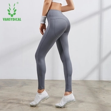 Vansydical leggings de cintura alta yoga das mulheres gym yoga calças de controle de barriga elástico calças de corrida de fitness workout leggings 2024 - compre barato