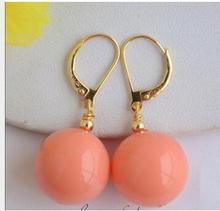 16MM ROUND PINK CORAL SOUTH SEA SHELL PEARL DANGLE EARRINGS Earring jewelry women WonderfulGenuine Selling Huge 2024 - buy cheap