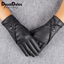 2019 Fashion Women christmas gloves warm Lady Soft Leather Gloves Winter Warm Mitten Xmas Gift Black Mittens 2024 - buy cheap