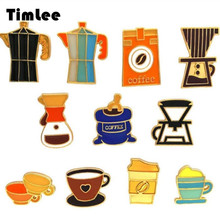 Timlee X171 Free shipping New Personality Retro Dripping Oil Coffee Machine Cup Pot Alloy Brooch Pins  Fashion Jewelry wholesale 2024 - buy cheap