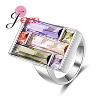 Anillo de plata esterlina 925 para mujer, joyería con cristales de Arco iris Multicolor, los mejores regalos de fiesta, envío rápido 2024 - compra barato