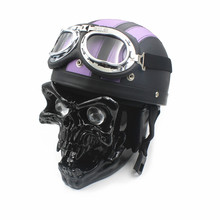 Farol dianteiro universal de motocicleta, farol dianteiro com caveira de led + óculos para capacete personalizado para harley honda yamaha suzuki touring 2024 - compre barato
