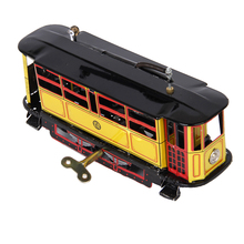 Retro Tram Streetcar Bus modelo chico estaño juguete regalo de colección cuerda de juguete 2024 - compra barato