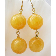 14mm round yellow bead dangle earring plated 2024 - buy cheap