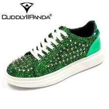 CuddlyIIPanda Men Punk Shoes Summer Autumn Men Rivets Fashion Loafers Personality Male Sneakers Party Night Club Green Red Shoes 2024 - buy cheap