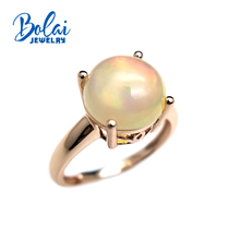 Bolaijewelry,Unique Ring Natural Opal round 10.0mm 3ct gemstone Ring 925 rose sterling silver fine jewelry for women party gift 2024 - buy cheap