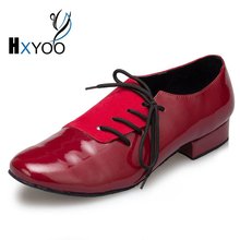 HXYOO New Model PU & Flock Men Latin Dance Shoes  Ballroom Shoes Salsa Tango Red Black Men's Dance shoes 2.5 or 4 cm heel L149 2024 - buy cheap