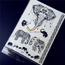 Tatuaje temporal de Henna negro extraíble, 25 estilos, elefante, Ganesha, Boda nupcial, arte corporal, tatuaje falso, pegatinas HBJ018 2024 - compra barato