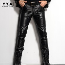 Italy Mens Genuine Leather Skinny Pants Plus Size Motorcycle Biker Slim Fit Male Toursers Rock 100% Real Cowhide Pencil Pants 2024 - buy cheap