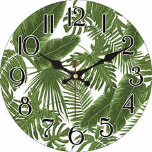 WONZOM Green Leaves Non-Ticking Wooden Cardboard Wall Clock for Home Kitchen Office,Silent Sweep Wall Clock for Decorative 2024 - buy cheap