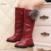 SLYXSH Winter new black Kids Boots Girls Boots Children High Bow Tie Shoes Girls Pincess Dress Boots Big Kids Shoes size 25-36 2024 - buy cheap