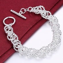 Preço de atacado 925 joias de prata surround círculo pulseiras braceletes para mulheres homens joias charmosas fashion 2024 - compre barato