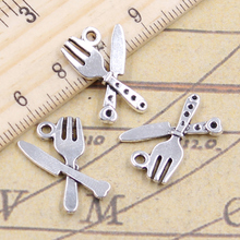 20 piezas de amuletos cuchillo tenedor 20x14mm colgantes de Color plata antiguo hacer joyería hecha a mano DIY fábrica al por mayor 2024 - compra barato