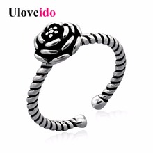 Uloveido Adjustable Flower Rings for Women Simple Engagement Ring with Stones Top Jewelry Decorating Ringen Gifts for Women Y391 2024 - buy cheap
