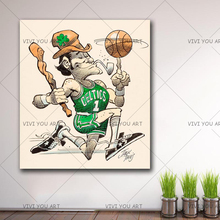 Pintura a óleo tela original de basquete pintada à mão jogador pintura de parede de berçário arte decoração de quarto de criança decoração artesanal para casa 2024 - compre barato