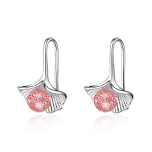 XIYANIKE  New Design Natural Strawberry Crystal Moonstone Leaf Earrings 925 Sterling Silver Earrings Oorbellen For Women Gift 2024 - buy cheap