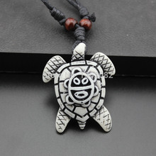 Fashion White Imitation Yak Bone Carving Jewelry Sun Smile Surfing Turtles Charm Pendant Necklace MN333 2024 - buy cheap