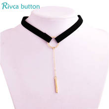 Rivca button leather PU Vintage Black Lace Velvet Choker Necklace For Women Fashion velvet clavicle choker Necklaces jewelry 2024 - buy cheap