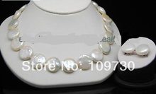 Jóias 00619 belas Natural 12 - 13 MM branco coin pérola conjuntos de jóias ( colar e brinco 2024 - compre barato