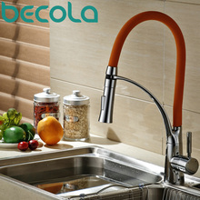 Becola-grifo extraíble para cocina, mezclador de montaje para cubiertas de lavabo, agua caliente y fría, color naranja, B-9205C 2024 - compra barato