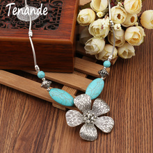 Tenande Vintage Bohemian Big Natural Stone Beads Flowers Statement Necklaces Pendants for Women Hot Sale Femme Jewelry 2024 - buy cheap