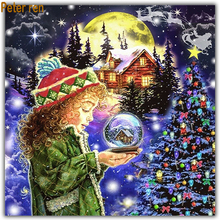 5D бриллиантовый рисунок Рождество дача Вышивка крестом портрет квадрат круглая Алмазная мозаика полная Рождественская Алмазная Вышивка Дерево 2024 - купить недорого