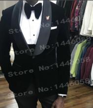 Traje de terciopelo negro para hombre, traje de novio, esmoquin, elegante, diseño de moda, ajustado, 3 piezas, para boda, 2018 2024 - compra barato