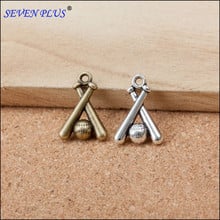 High Quality 50 Pieces/Lot  19mm*13mm Antique Silver plated Or Bronze Stone Jewelry Making Sports Charms Baseball Bat Baseball 2024 - buy cheap