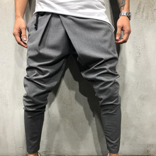 Men Long Casual Irregular Pants Gym Slim Trousers New Solid Running Joggers Gym Drawstring Sashes Long Sweatpants 8J0867 2024 - buy cheap