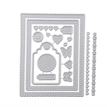 Plantillas de corte de Metal, marco de botón con forma de corazón y mariposa, para álbum de recortes, tarjetas de papel, troquelado 2024 - compra barato