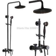 Bathroom Black Oil Rubbed Bronze Single Handle Bathtub Mixer Tap and Wall Mounted Rain Shower Faucet Set with Hand Spray Wrs341 2024 - buy cheap