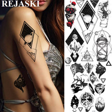 REJASKI Diamond Planets Astronaut Temporary Tattoos For Women Sticker Hourglass Triangle Black Tatoo Mountain Art Custom Tattoo 2024 - buy cheap