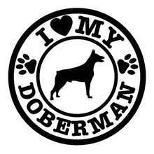 14.3cm*14cm Personalized  I Love My Doberman Dog Paws Cute Fashion Car Stickers C5-0736 2024 - buy cheap