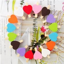 Love multicolour folder wedding small wooden clip mini wooden clip 10 color Heart Shape Wooden Paper Note Memo Clip 2024 - buy cheap