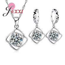 Clear CZ Crystal 925 Sterling Silver Jewelry Sets Necklace/Pendant/Earring Set For Women Wedding Accessories With 2024 - buy cheap