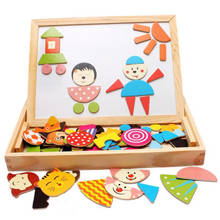 baby Wooden toys Puzzles For Children Forest Park Multifunctional Magnetic Kids Puzzle Drawing Board Educational Toys 2024 - buy cheap