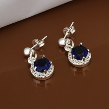 Hot Sale!!Free Shipping 925 Silver Earring,Fashion Sterling Silver Jewelry Inlaid Blue Stone Earrings SMTE449 2024 - buy cheap
